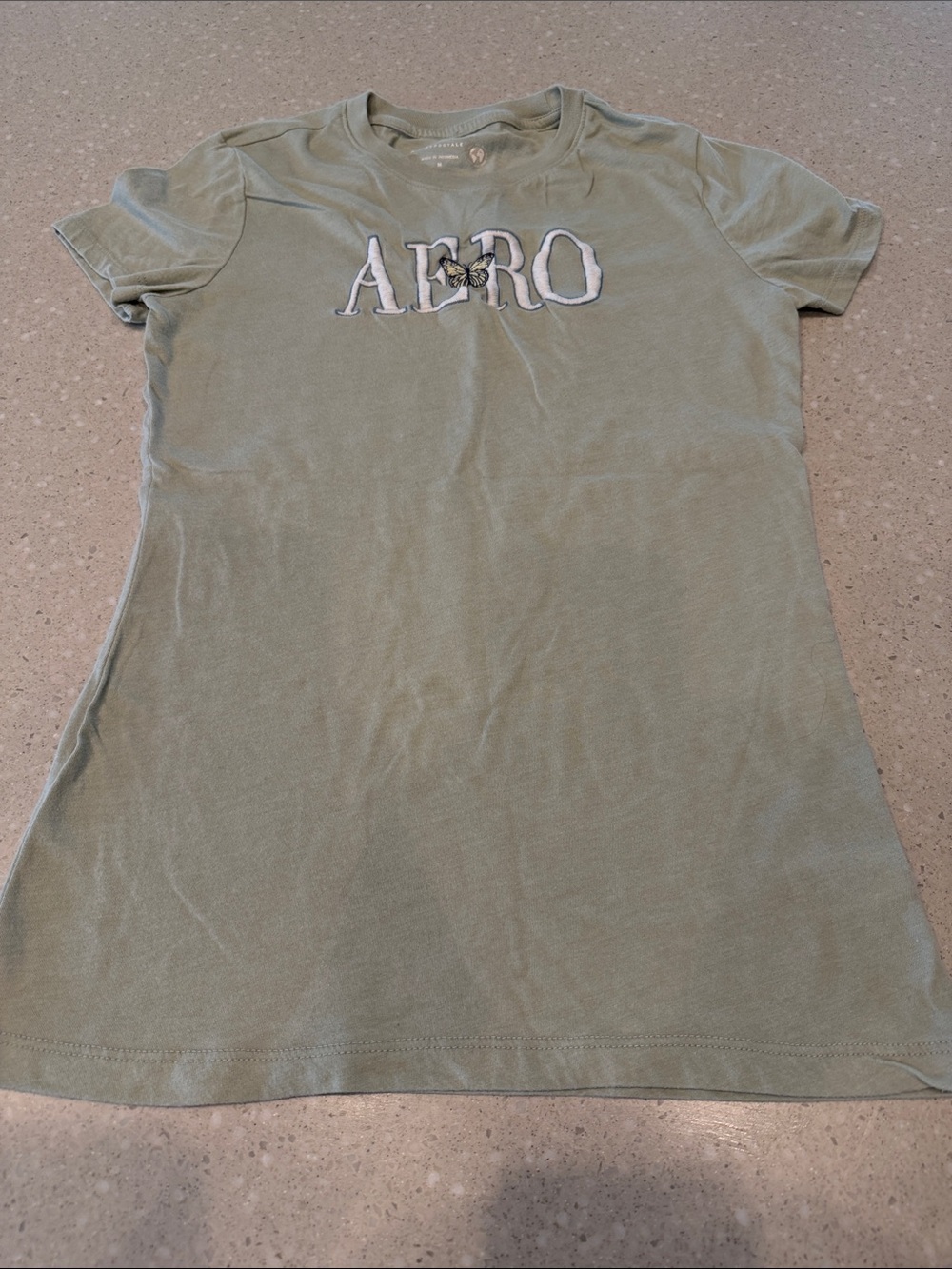 Aeropostale Sage Green Short Sleeve Logo Tee